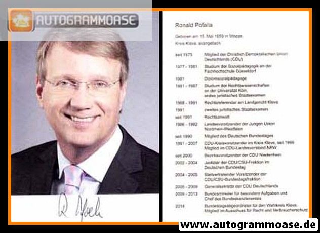 Autogramm Politik | CDU | Ronald POFALLA | 2010er (Lebenslauf) 