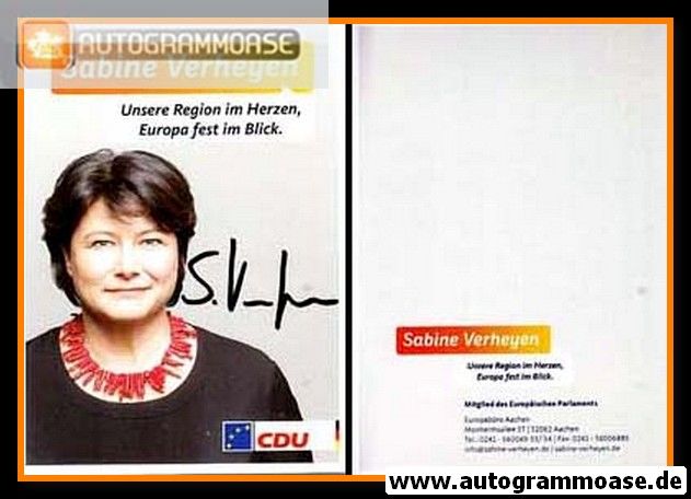 Autogramm Politik | CDU | Sabine VERHEYEN | 2010er (Portrait Color EU) 