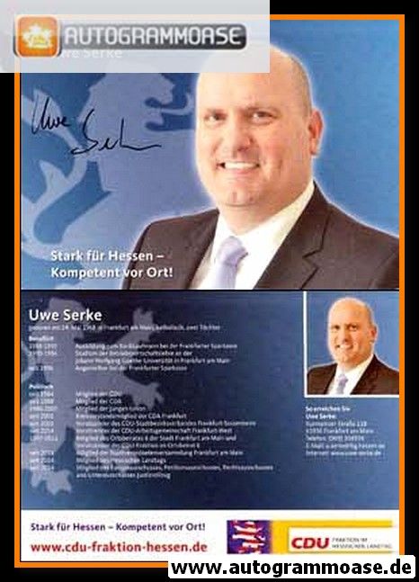 Autogramm Politik | CDU | Uwe SERKE | 2010er (Lebenslauf)