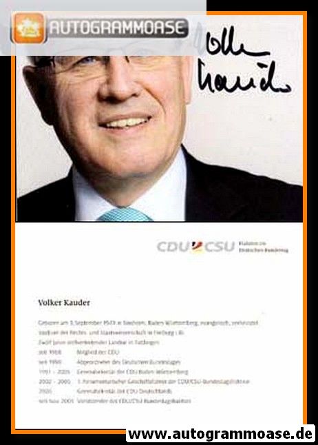 Autogramm Politik | CDU | Volker KAUDER | 2010er (Lebenslauf) quer 1