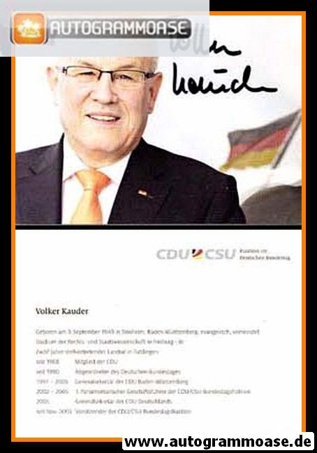 Autogramm Politik | CDU | Volker KAUDER | 2010er (Lebenslauf) quer 2