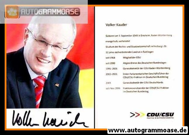 Autogramm Politik | CDU | Volker KAUDER | 2010er (Lebenslauf) hoch
