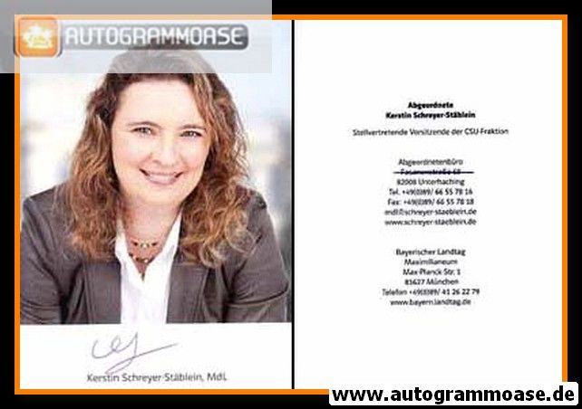 Autogramm Politik | CSU | Kerstin SCHREYER-STÄBLEIN | 2010er (Portrait Color) 