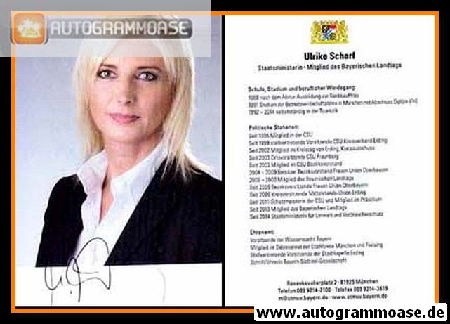 Autogramm Politik | CSU | Ulrike SCHARF | 2010er (Lebenslauf)