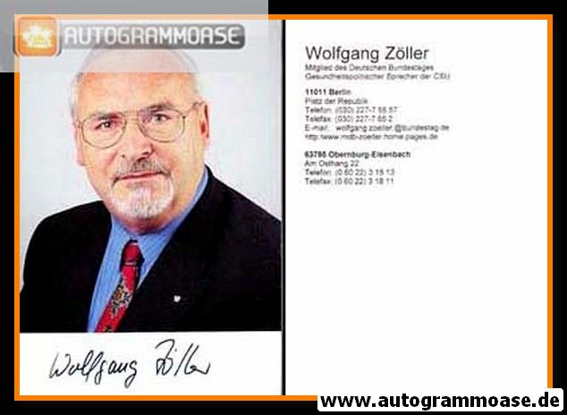Autogramm Politik | CSU | Wolfgang ZÖLLER | 2010er (Portrait Color) 1