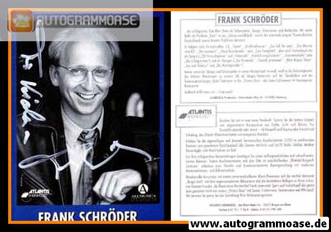 Autogramm Schauspieler | Frank SCHRÖDER | 1990er (Portrait SW) Atlantis