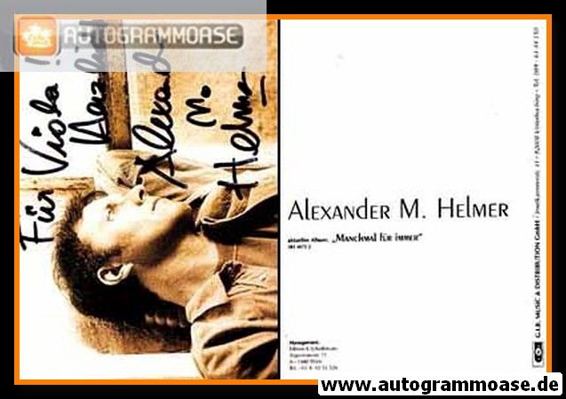 Autogramm Schlager | Alexander M. HELMER | 1995 "Manchmal Für Immer" (Portrait SW GIB)