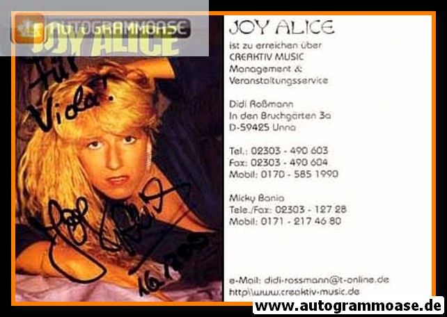Autogramm Pop | Joy ALICE | 1990er (Portrait Color)