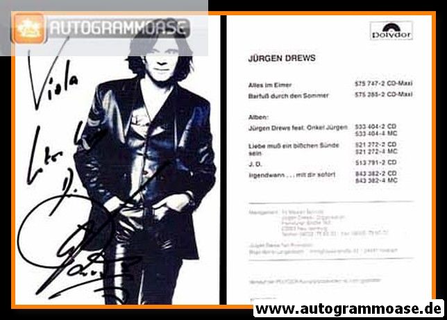 Autogramm Schlager | Jürgen DREWS | 1996 "Alles Im Eimer" (Portrait SW Polydor)