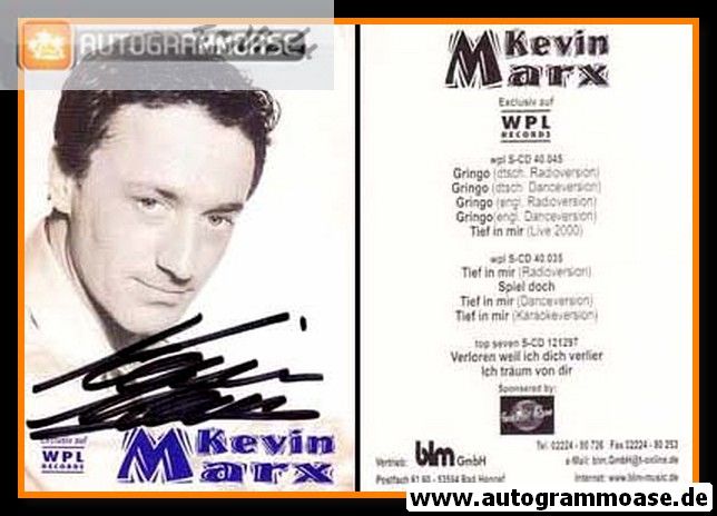 Autogramm Schlager | Kevin MARX | 2000 "Gringo" (WPL)