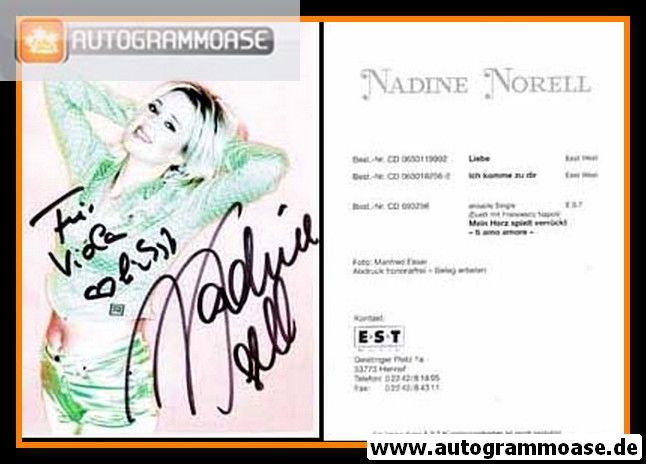 Autogramm Schlager | Nadine NORELL | 1998 "Mein Herz Spielt Verrückt" (EST)
