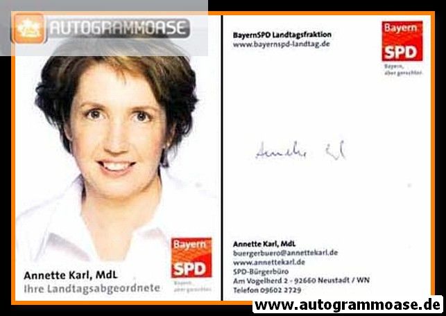 Autogramm Politik | SPD | Annette KARL | 2010er (Portrait Color)