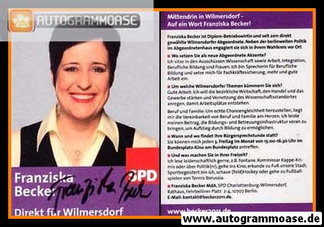 Autogramm Politik | SPD | Franziska BECKER | 2010er (Wilmersdorf)