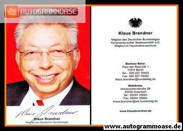 Autogramm Politik | SPD | Klaus BRANDNER | 2010er (Portrait Color)