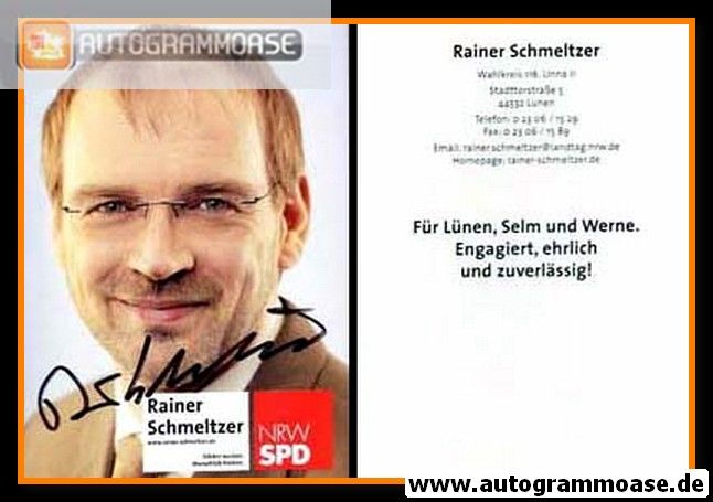 Autogramm Politik | SPD | Rainer SCHMELTZER | 2010er (Portrait Color)