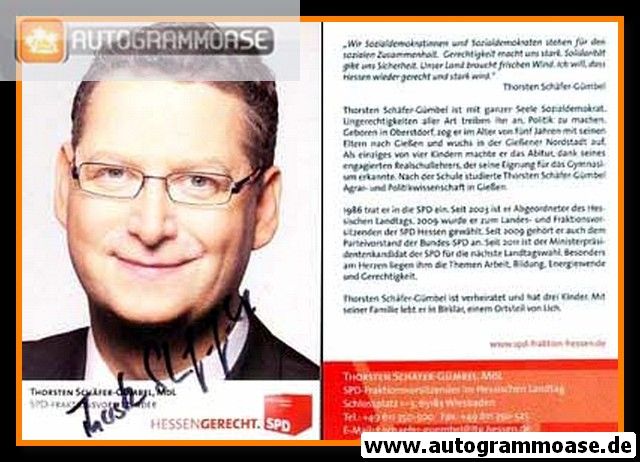 Autogramm Politik | SPD | Thorsten SCHÄFER-GÜMBEL | 2010er (Portrait Color) hoch