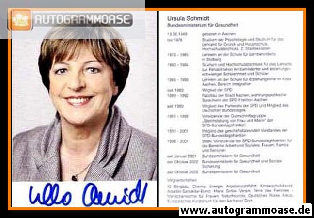 Autogramm Politik | SPD | Ulla SCHMIDT | 2000er (Lebenslauf) 1