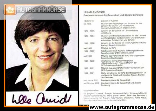 Autogramm Politik | SPD | Ulla SCHMIDT | 2000er (Lebenslauf) 2