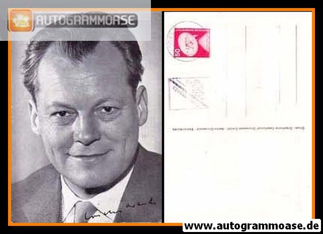 Autogramm Politik | SPD | Willy BRANDT | 1970er Druck (Portrait SW) 3