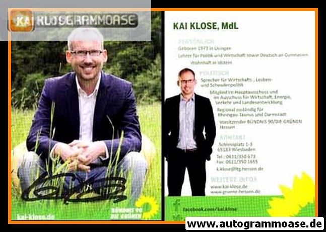 Autogramm Politik | GRÜNE | Kai KLOSE | 2010er (Portrait Color)