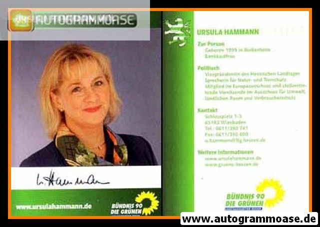 Autogramm Politik | GRÜNE | Ursula HAMMANN | 2010er (Portrait Color) 1