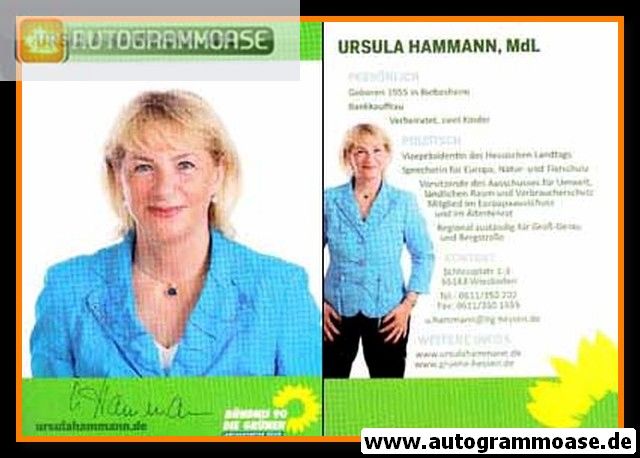 Autogramm Politik | GRÜNE | Ursula HAMMANN | 2010er (Portrait Color) 2
