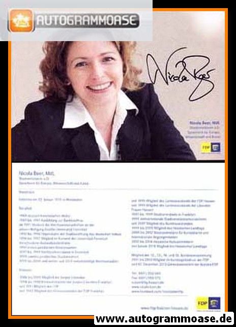 Autogramm Politik | FDP | Nicola BEER | 2010er (Lebenslauf)