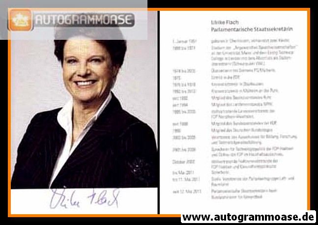 Autogramm Politik | FDP | Ulrike FLACH | 2000er (Lebenslauf)