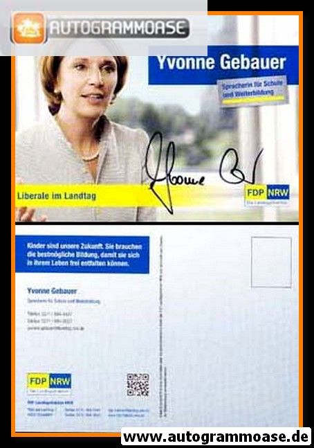 Autogramm Politik | FDP | Yvonne GEBAUER | 2010er (Portrait Color)