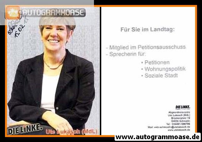 Autogramm Politik | LINKE | Ute LUKASCH | 2010er (Portrait Color)