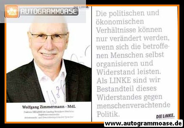 Autogramm Politik | LINKE | Wolfgang ZIMMERMANN | 2010er (Portrait Color)