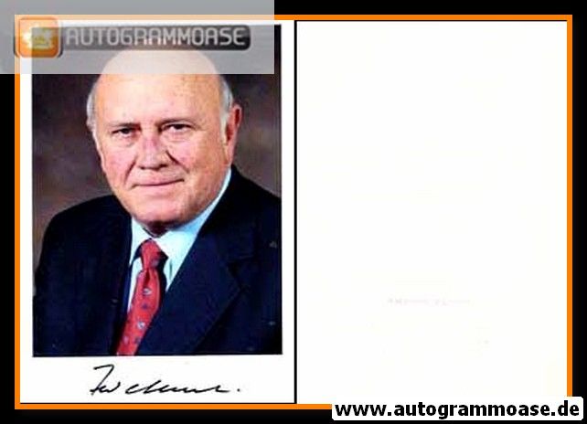 Autogramm Politik | Südafrika | Frederik Willem DE KLERK | Staatspräsident 1989-1994 | 1990er Foto (Portrait Color) 1