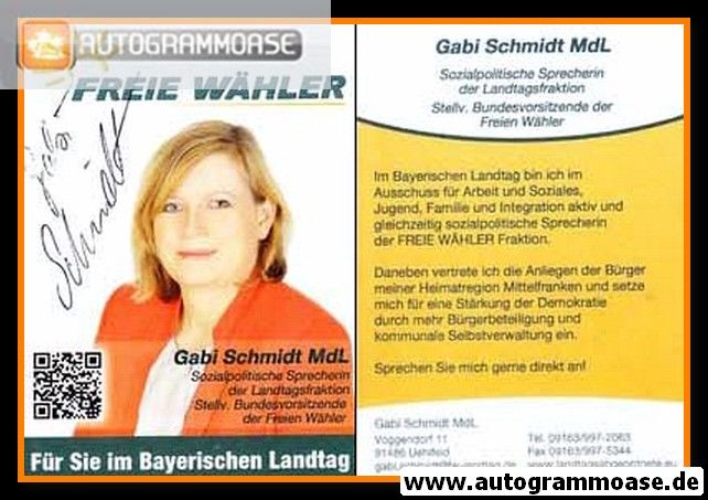 Autogramm Politik | FW | Gabi SCHMIDT | 2010er (Portrait Color)