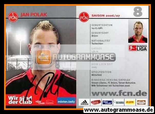 Autogramm Fussball | 1. FC Nürnberg | 2006 | Jan POLAK
