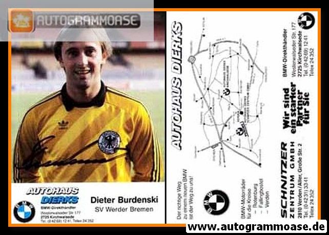 Autogramm Fussball | DFB | 1980er | Dieter BURDENSKI (Portrait Color) BMW