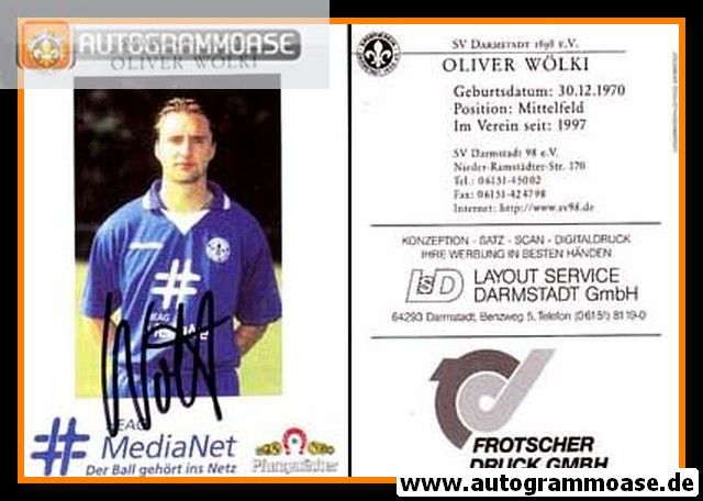 Autogramm Fussball | SV Darmstadt 98 | 1998 | Oliver WÖLKI