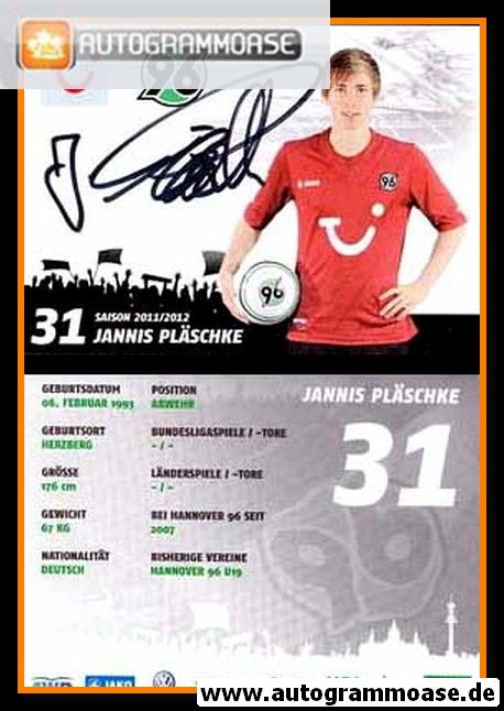 Autogramm Fussball | Hannover 96 | 2011 | Jannis PLÄSCHKE