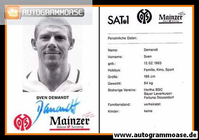 Autogramm Fussball | FSV Mainz 05 | 1995 | Sven DEMANDT