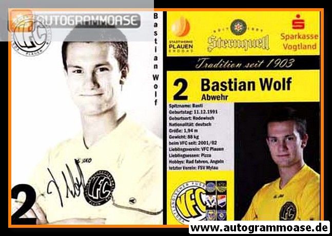Autogramm Fussball | VFC Plauen | 2010er | Bastian WOLF