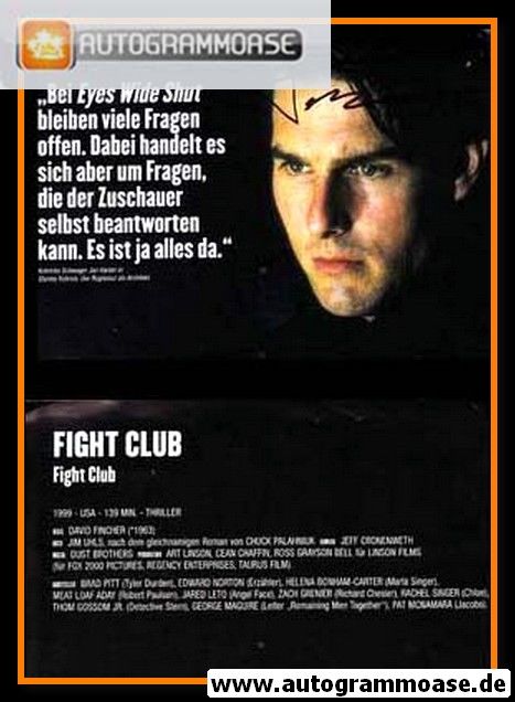 Autogramm Film (USA) | Tom CRUISE | 1999 (Fight Club) 1