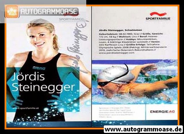 Autogramm Schwimmen | Jördis STEINEGGER | 2010er (Sportfamilie XL)