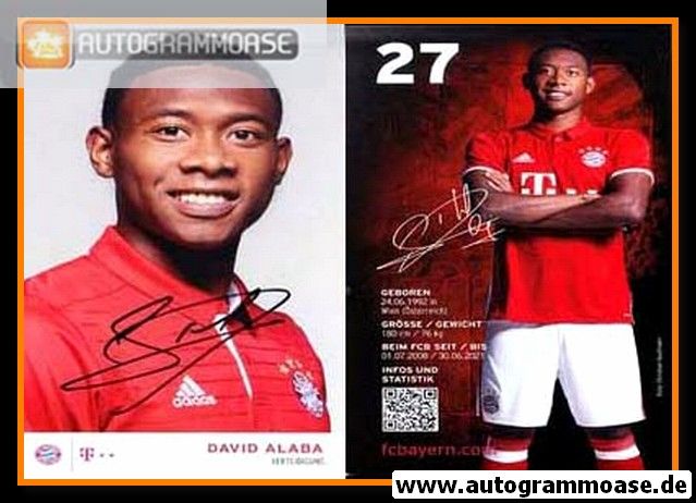 Autogramm Fussball | FC Bayern München | 2016 | David ALABA