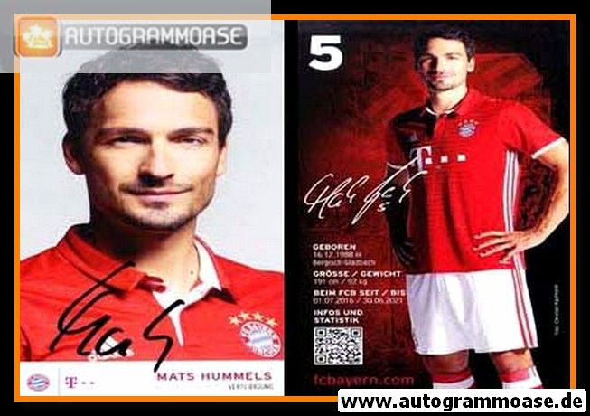 Autogramm Fussball | FC Bayern München | 2016 | Mats HUMMELS