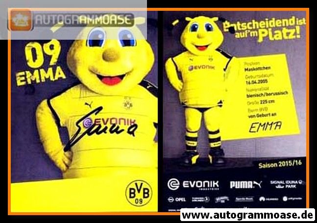 Autogramm Fussball | Borussia Dortmund | 2015 | EMMA (Maskottchen)
