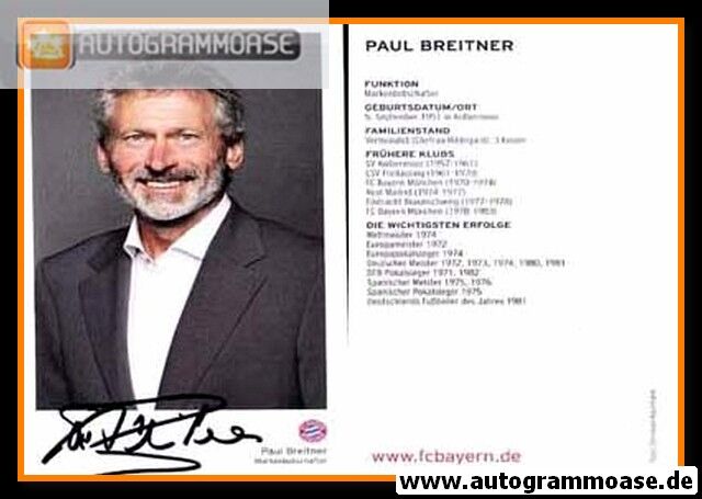 Autogramm Fussball | FC Bayern München | 2015 | Paul BREITNER