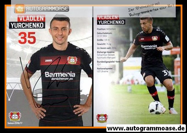 Autogramm Fussball | Bayer Leverkusen | 2016 | Vladlen YURCHENKO