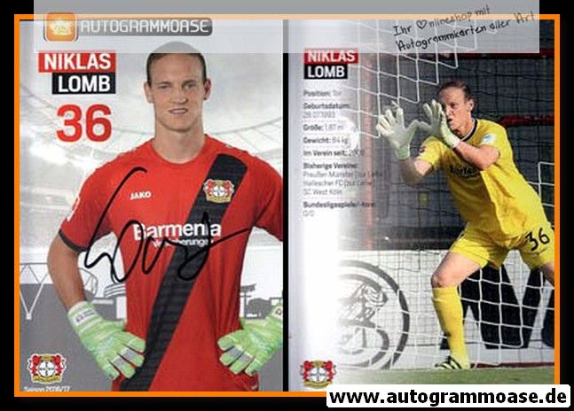 Autogramm Fussball | Bayer Leverkusen | 2016 | Niklas LOMB