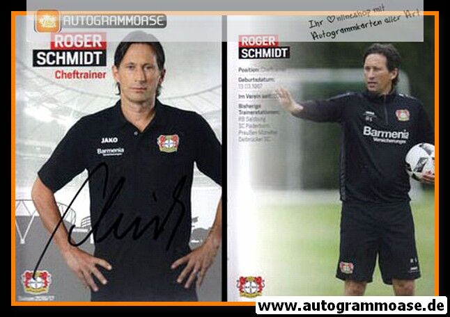 Autogramm Fussball | Bayer Leverkusen | 2016 | Roger SCHMIDT