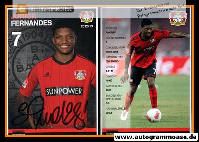 Autogramm Fussball | Bayer Leverkusen | 2012 | Junior FERNANDES