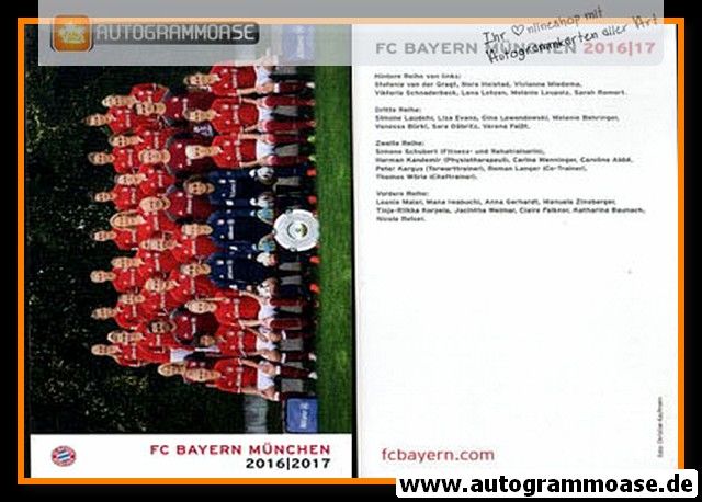Mannschaftskarte Fussball (D) | FC Bayern München | 2016